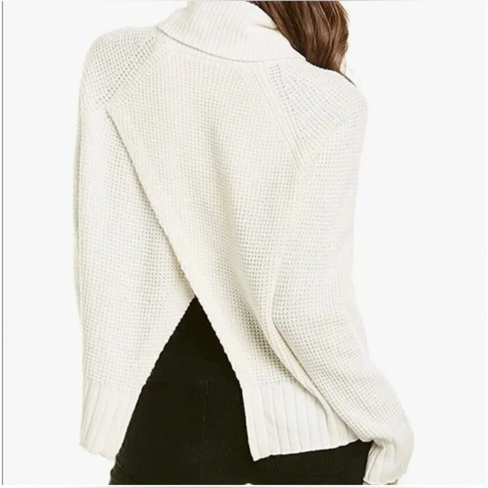 Madewell Cream Turtleneck Waffle Knit Sweater Cotton Merino Wool‎ Size S